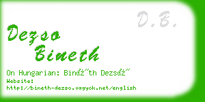 dezso bineth business card